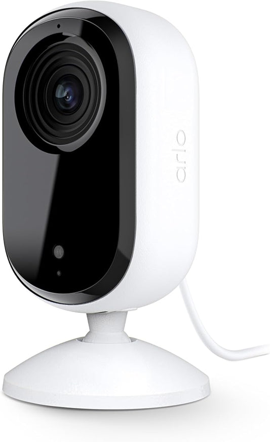 Arlo Essential Security Camera HD | Indoor Only | 2nd Gen | Pet Camera & Baby Monitor | Wired, Automated Privacy Shield, 2-Way Audio, Night Vision, Live Stream, Motion Alerts,Notifications|White 1 Cam