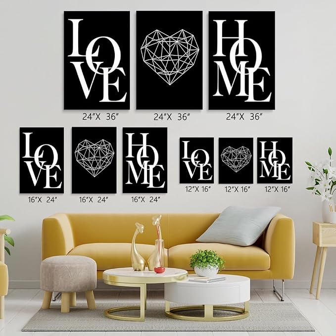 GUBIYU Love Home Wall Decor Black and White Farmhouse Modern Art