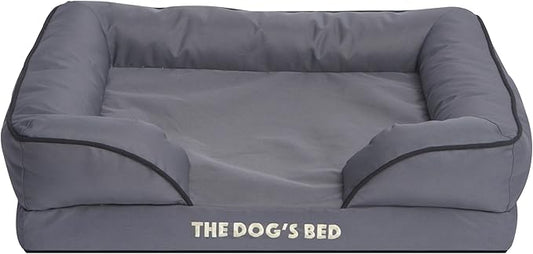 The Dog’s Bed Replacement Outer Cover & Bolster for Standard Foam Beds, Oxford Fabric, Grey, Medium