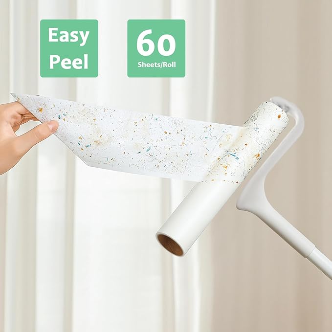 Large Lint Roller Refills 10 inch Wide Ultra Sticky Mega Roller Refills for Evercare Layers Smart Design Leo Cleaning Floor Roller for Removing Pet Hair, 3 Pack Total 180 Sheets