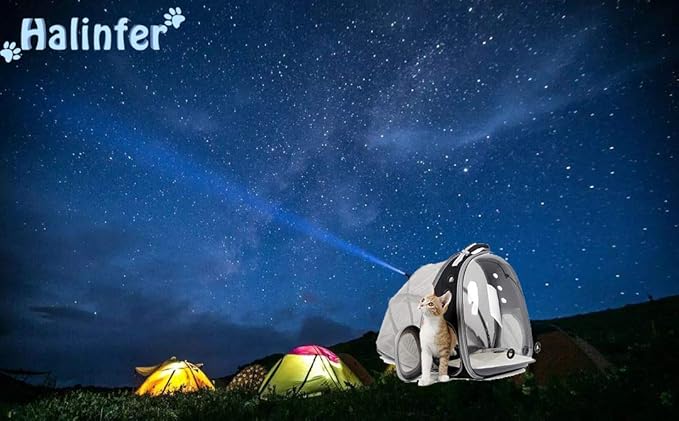 halinfer Expandable Cat Backpack Carrier, Fit up to 12 lbs, Space Capsule Astronaut Bubble Window Pet Backpack for Kitten, Bunny, Rabbit and Small Puppy Yellow