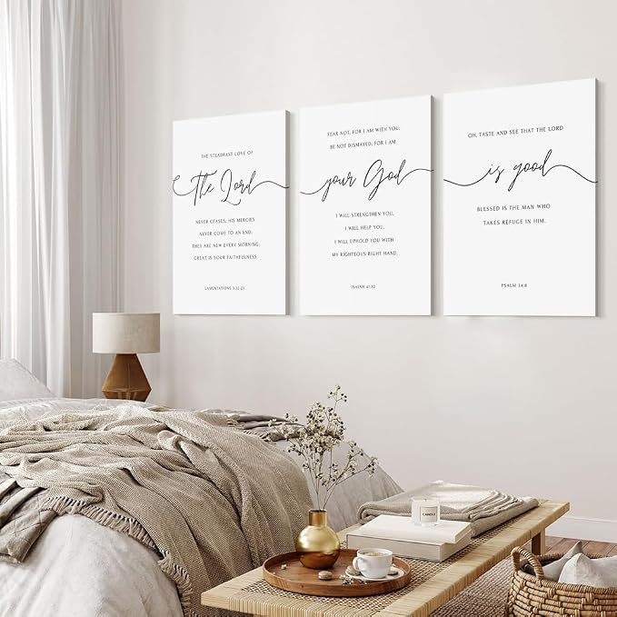GUBIYU The Lord Your God Is Good Wall Art Black and White Christian Home Decor