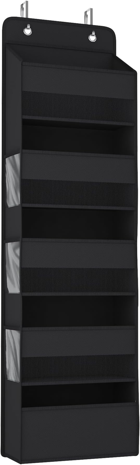 1 Pack 5-Tier Over the Door Organizer, Heavy-Duty Large Deep Pocket Hanging With 5 Large Front & 6 Side Pockets With for Pantry, Kitchen, Bathroom, Dorm, Black