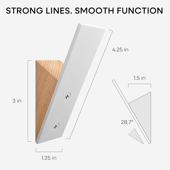 Homeforia Beech Wood Coat Hooks, High End Beech Wood & White Metal Wall Mounted