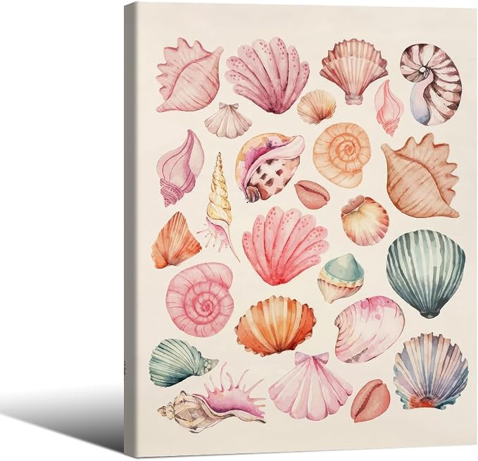 Pink Seashell Posters Coastal Cowgirl Canvas Wall Art Trendy Beach Starfish