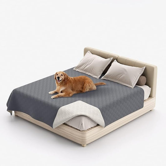 Waterproof Dog Bed Covers for Couch Protection, Water-Resistant Soft Dog Pet Blanket Anti-Slip Dog Blanket for Bed, for Furniture Bed Couch Sofa (Grey,82x82inch)