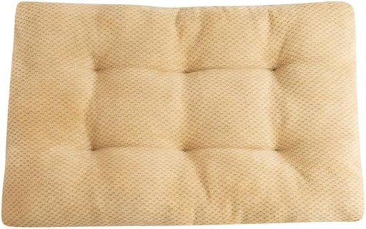 Washable Dog Bed for Large Breeds, Extra Cushioned Crate Mattress with Removable Fluffy Cover, Non-Slip Orthopedic Pet Pad, Machine Washable Kennel Mat(Brown,S)