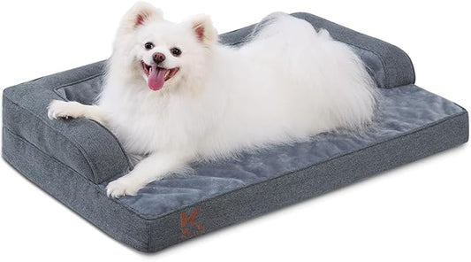 KSIIA Washable Dog Bed Medium Size Senior Dog, Orthopedic Warm Soft Pet Sofa Waterproof Pet Couch with Sides, Non-Slip and Egg-Crate Foam Beds with Removable Cover, 29x18Inch, Dark Grey