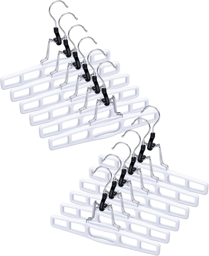 AMKUFO 20 Pack Pants-Hangers Skirt-Hangers, Plastic Pant-Hangers-for-Women Men, Pants-Hangers-Space-Saving, Clamp Hangers-for-Pants Jeans Shorts Tie Belt