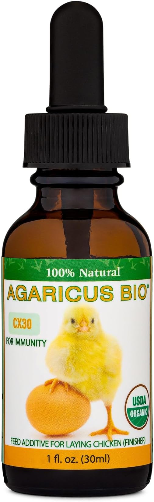 Agaricus Bio for Poultry (CX30) – Organic Herb Supplement for Healthy Chickens, Immune & Digestion Health Booster Drops, Prebiotics Water Additive for Laying Hens, Chicks & Backyard Chicken, 30 ml