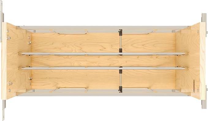 Rev-A-Shelf 8" Pullout Wooden Bakeware Organizer w/ Ball Bearing Soft-Close for Full Height Base Kitchen Cabinets, Foil Wrap/Tray Divider, Min Opening Width of 8.5", 447-BCBBSC-8C