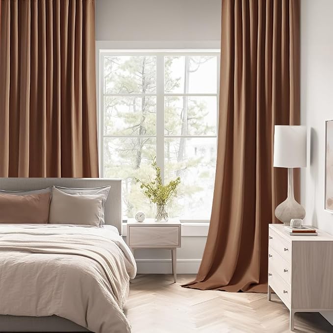 MIULEE Back Tab Blackout Curtains 108 Inch Long 2 Panels Set