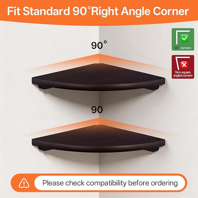 Gieanoo Corner Wall Shelf, 7inch Solid Oak Wood Floating Corner Shelf