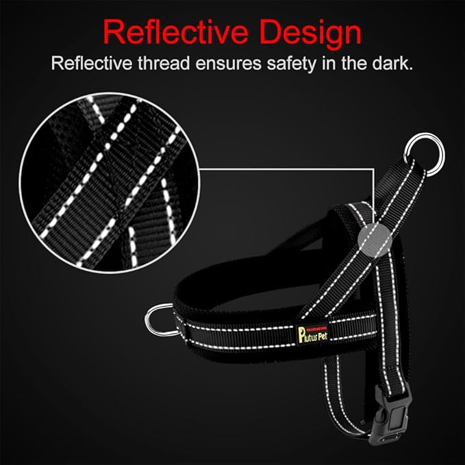 Plutus Pet No Pull Dog Harness with Breathable Mesh Padded, Adjustable Reflective Escape Proof Dog Harness, Quick Fit Dog Vest Harness for Small Medium Large Dogs(L, Black)