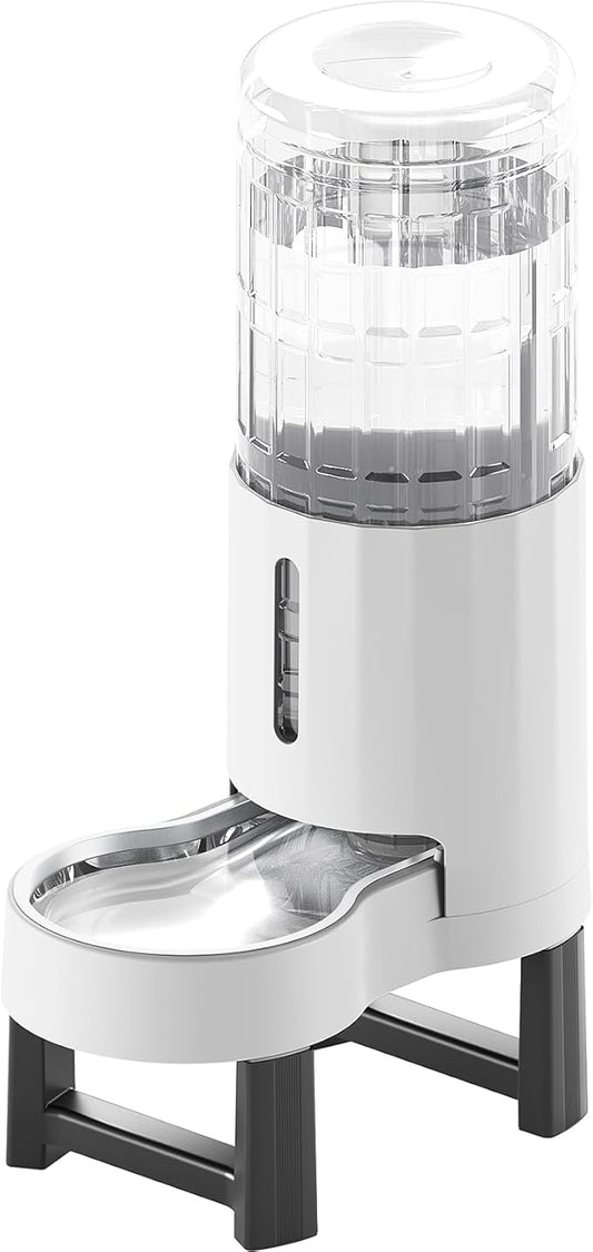 CZPET Elevated Dog Water Bowl Dispenser for Large Dogs,2.5 Gallon Tall Raised Pet Waterer Stand,Relieve Neck Pressure,Large Capacity and Drinking Area Noise-Free for Pets (9.5L+Stand,White)