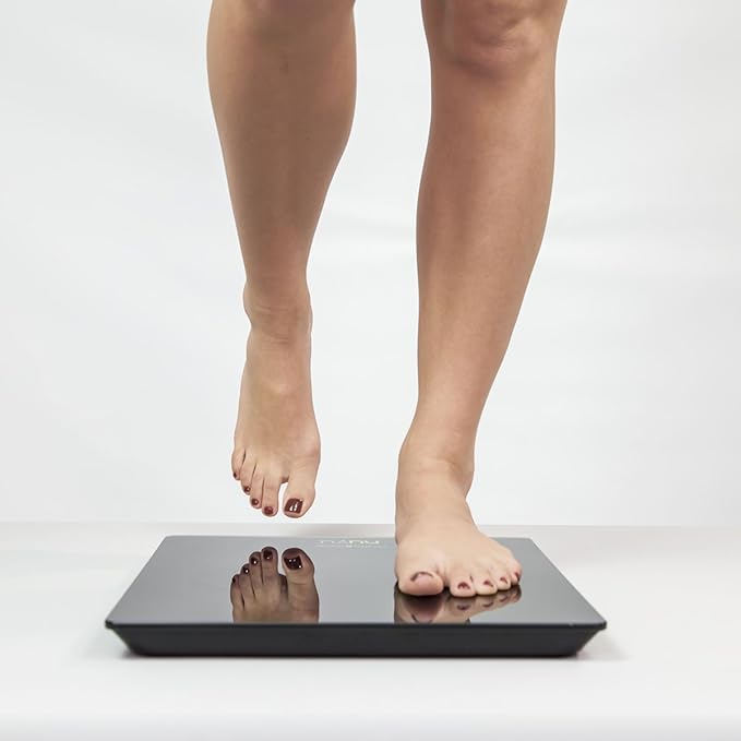 Health o meter nuyu Wireless Connected Scale with Auto Pairing, BMI Tracking and Disappearing LED Screen, Black