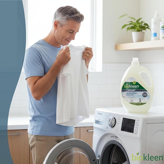 Biokleen Natural Sport 3X Concentrated Laundry Detergent, 300 Loads, Bio Active Formula, Fight Odors, Sweat & Stain Remover, Lavender Eucalyptus Scent