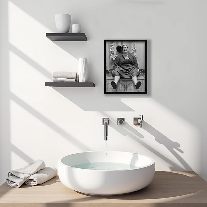Framed Funny Bathroom Canvas Wall Art, Funny Wall Art Bathroom Sign, Modern