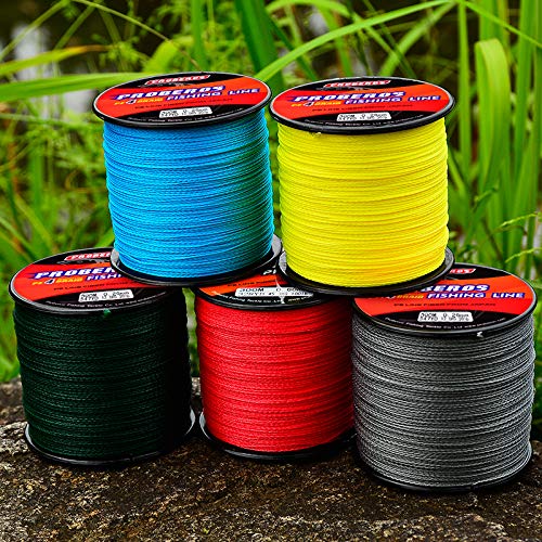Braided Fishing Line 4 Strands Stronger Multifilament PE Braid Wire for Saltwater 6LB-100LB 110yards 328yards 547yards Super Strong Superline - color: Red, size: 328Yds/6LB