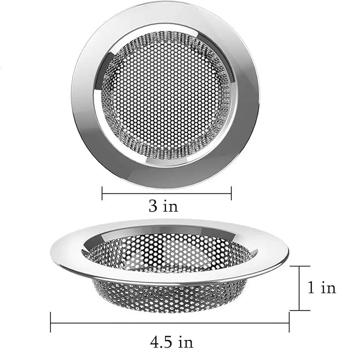 Kitchen Sink Strainer Basket Stainless Steel - Sink Drain Cover with Wide Rim, for Most Kitchen Sinks Anti-Clogging 4.5 in (5pc Silver)