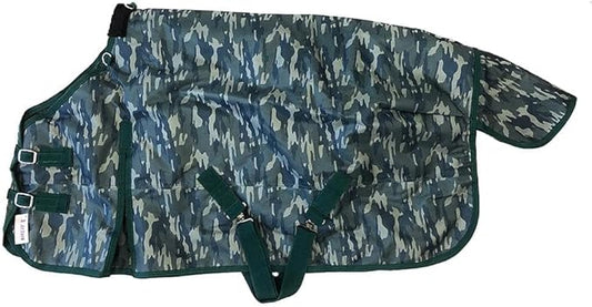 AJ Tack 1200D Waterproof Winter Pony Blanket - 300g Heavyweight Turnout with Fleece Collar, Shoulder Gussets & Tail Flap - Camouflage 54"