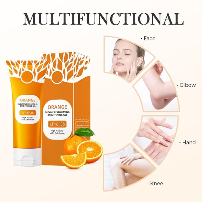 Orange Exfoliating Gel for Face and Body, 2025 New Deep Pore Orange Peeling Scrub, Deep Clean Pores, Remove Blackheads Moisturize Cleansing, Body Exfoliating Gel for All Types Skin (1PCS, 3.52 Fl Oz)