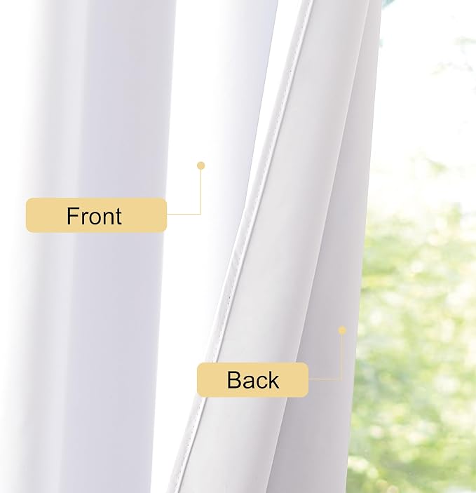 NICETOWN Bedroom 100% Blackout Curtains, 2 Panels, 34 by 40, Snow White