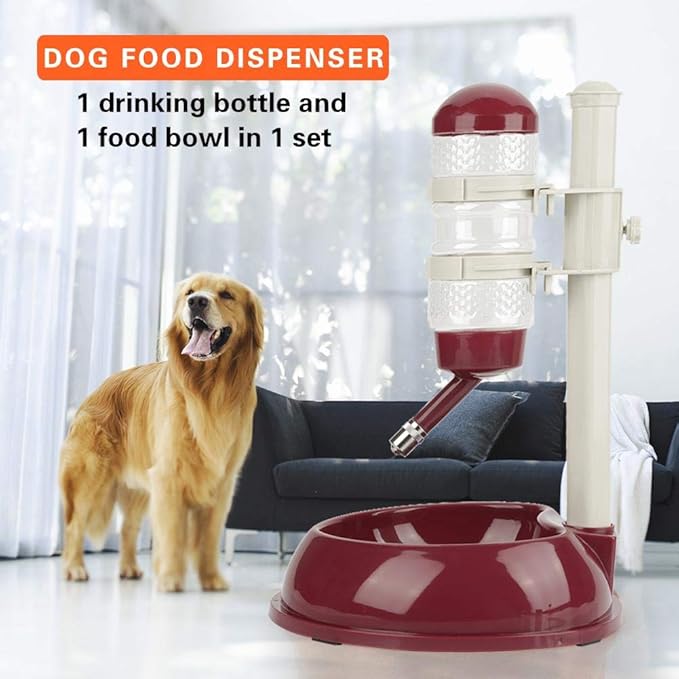 5 pack Dog Water Bottle Bowl,Automatically Feeding Water Height Adjustable Dispenser for Dog Cat(Brown)