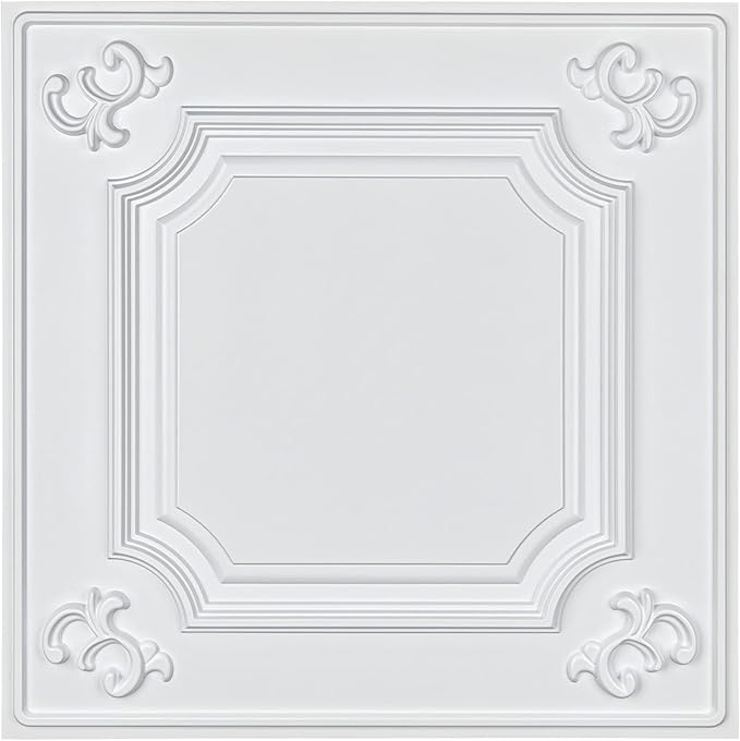 Art3d Drop Ceiling Tiles 24x24 in White, Wainscoting Panels Glue Up 2x2