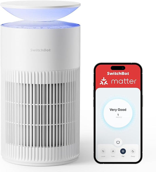 SwitchBot Air Purifiers for Home Large Room with Matter Up to 3620 ft², 20dB, Washable Pre-filter, Pet Mode, 10 RGB Colors, Aromatherapy, Work with Apple Home, Google Home, HomeAssistant