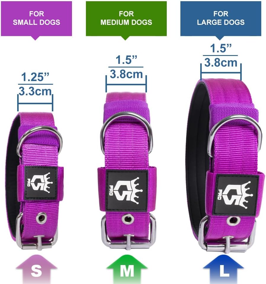 TSPRO Tactical Dog Collar 1.5 Inch Wide Thick Dog Collars with Heavy Duty Metal Buckle, Durable, Strong, Adjustable for Medium to Large Dogs (Constellation Purple M)