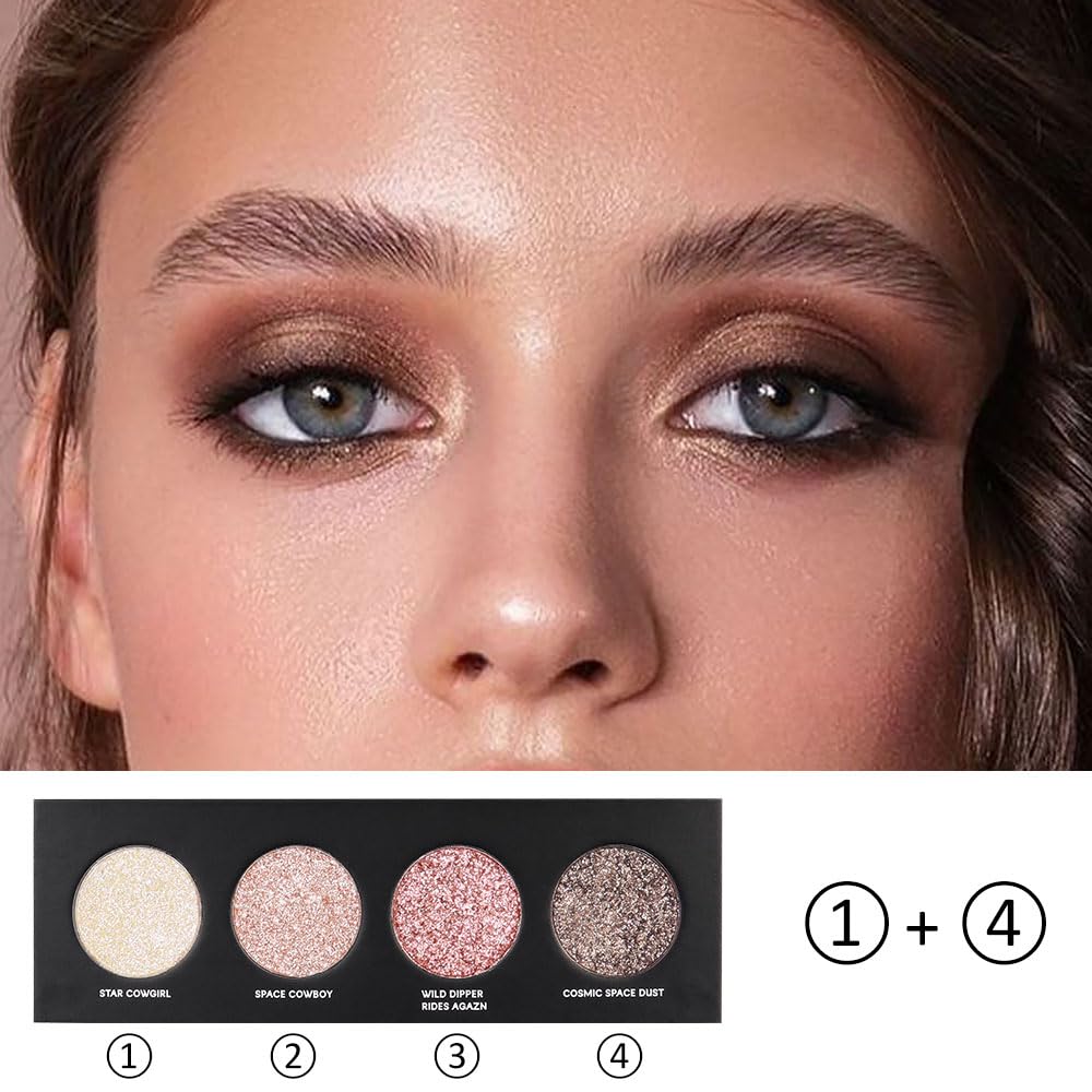 4 Colors Highlight Pink-Purple Eyeshadow Palette, SHANY Cosmetics Shimmer Palette, Cruelty-Free and Vegan Formula, Glitter Eyeshadow for Professional Makeup