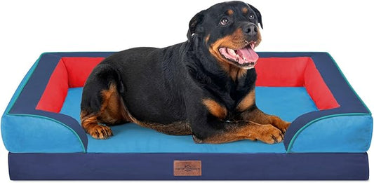 Comfort Expression Orthopedic Dog Bed for Extra Large Dogs 45x35 Inch, Waterproof Egg Crate Foam XL Pet Bed with Removable Bolsters, Dog Couch with Washable Cover & Non-Slip Bottom, Philadelphia
