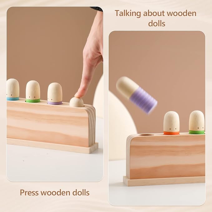 Pop Up Toy Multicolor Puppets | Wooden Color Sorting Toys | STEM Montessori Color Matching Toys | Preschool Learning Educational Toys Gifts for Kids Boys Girls Ages for 1 2 3 Years (Classic Colours)