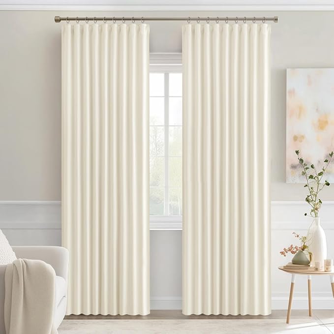 MIULEE Birch Back Tab Blackout Curtains 90 Inches Long 2 Panels Set