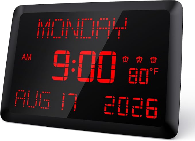 Raynic Digital Clock, 11.5" Large Display Digital Calendar Clock