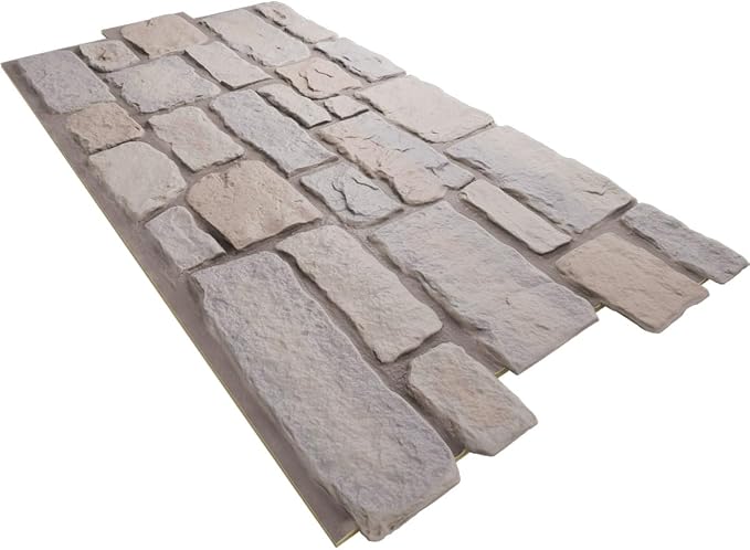 EverStone Cobblestone Faux Stone Panel, Harbor Mist Color