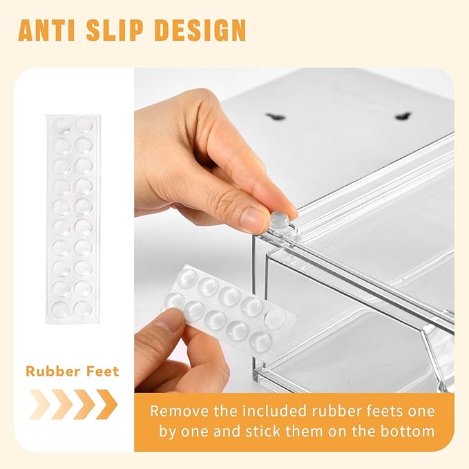 5 Pack Makeup Organizer Stackable, 12.1''L Bathroom Organizer and Storage Acrylic Undersink Drawer Organizer, Cosmetics and Beauty Supplies,Clear Plastic Storage Bins for Vanity,Pantry,Cabinet,Kitchen
