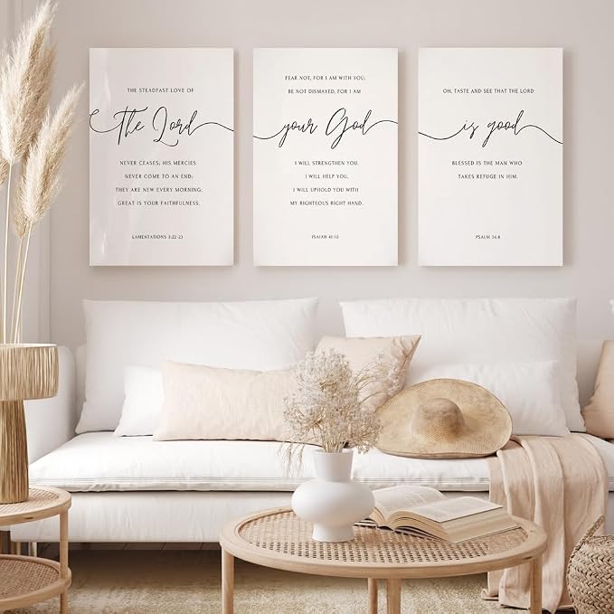 GUBIYU The Lord Your God Is Good Wall Art Black and White Christian Home Decor