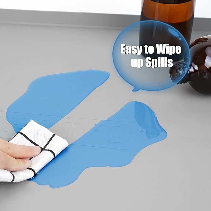 BEESVO Under Sink Mat for Kitchen Waterproof, 34" x 19" Silicone Under Sink Liner Kitchen & Bathroom Cabinet Protector Mats, Heavy Duty Flexible Under Sink Drip Tray with Lip, Cool Grey