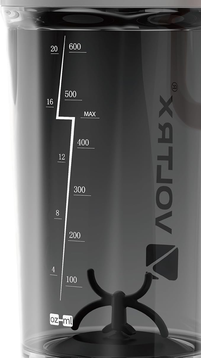 VOLTRX Shaker Bottle, Gallium USB C Rechargeable Electric Protein Shake Mixer, Shaker Cups for Protein Shakes and Meal Replacement Shakes, BPA Free, Made with Tritan, Obsidian Black, 20oz