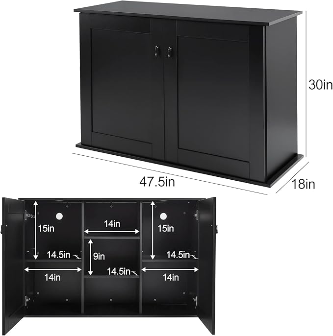 REPTI ZOO Reptile Aquarium Terrarium Wooden Stand and Cabinet with Adjustable Shelf for 48L x 18W inch Amphibian/Fish Sea Salt Water Tank Terrarium(Cabinet Only)