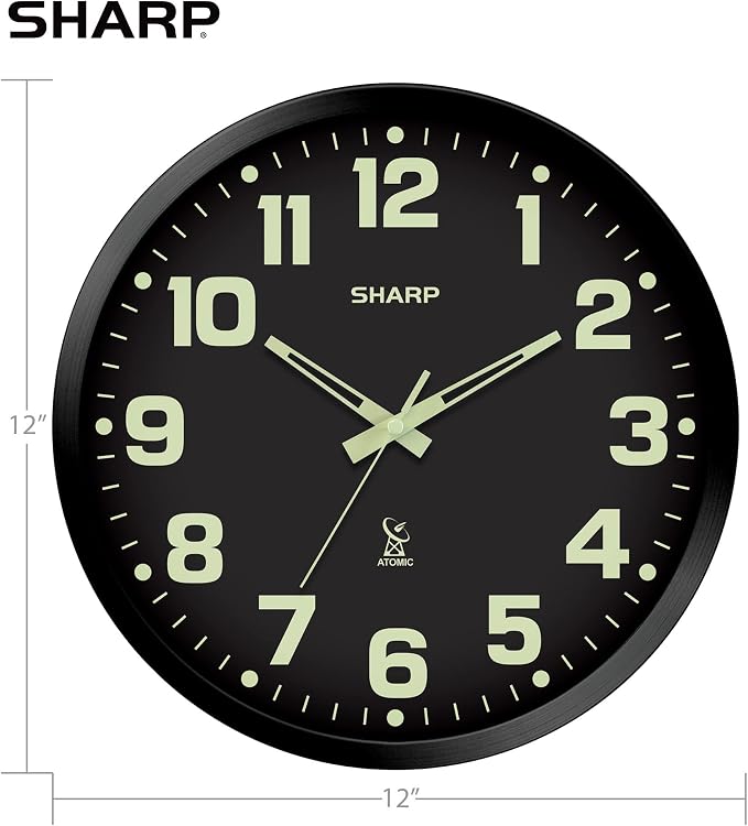 Sharp Glow in the Dark Atomic Analog Wall Clock