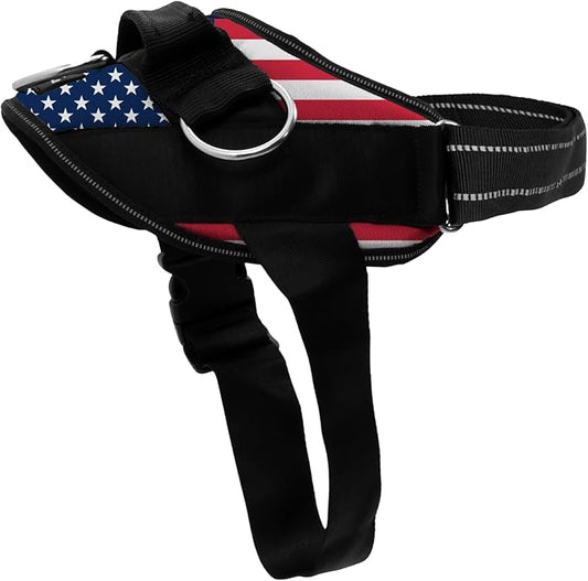ShawnCo Essential Dog Harness, No-Pull Pet Vest with 3 Leash Clips, No Choke, Reflective, Adjustable and Padded, for Easy Walking and Training for Small, Medium and Large Dogs (Stars and Stripes, XL)