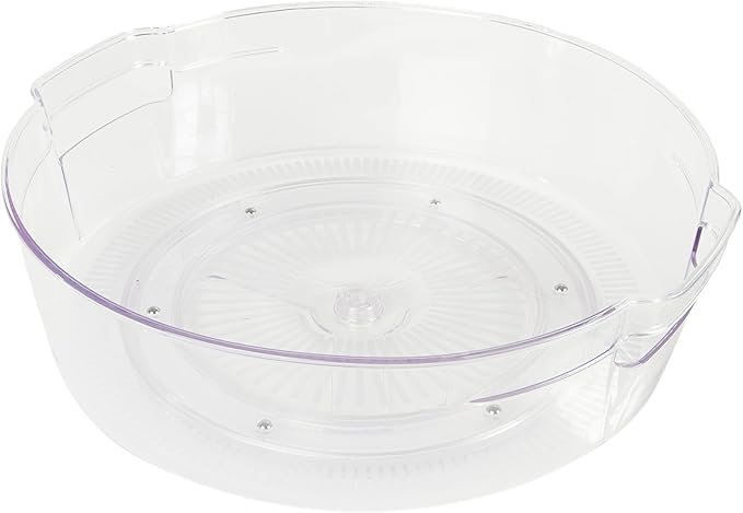 Kitchen Spaces Large Lazy Susan Organizer Bin, Pantry Rack or Deep Cabinet Turntable Shelf Storage, High Sides to Prevent Spills, BPA-Free Plastic, Clear and Sturdy with Full Spin