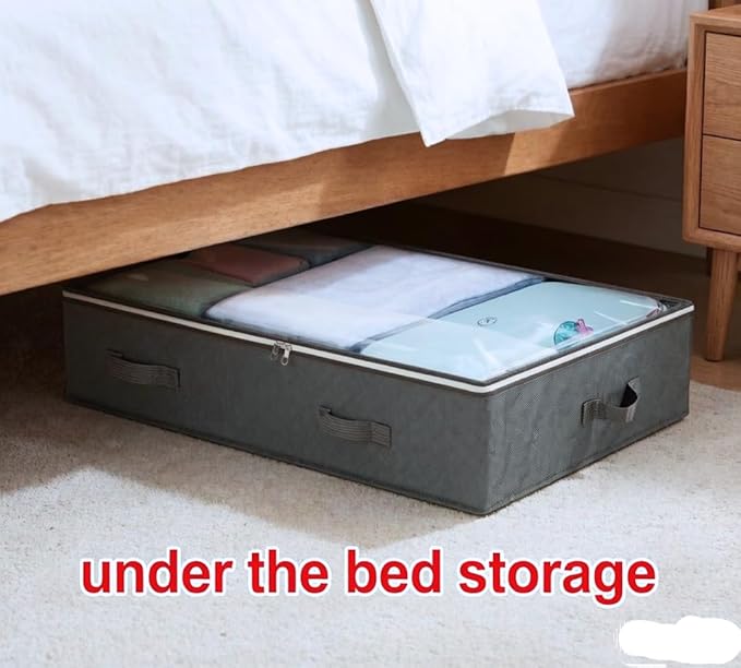 Under Bed Storage Bags with Clear Window, 90L, 4 Pack – Grey