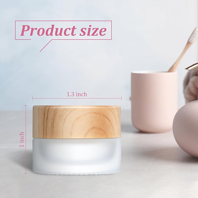 Geiserailie 100 Pieces Glass Cosmetic Containers Empty Sample Jars with Leak Proof Lids Makeup Sample Containers for Lotion Cream Cosmetic (5 Gram)