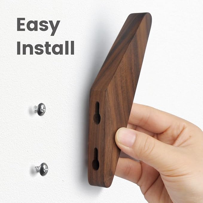 COCOYA 2Pack Wood Hooks Wall Mounted, Minimalist Easy Install Natural Real
