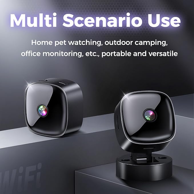 Yunir Small Camera, Security Camera Indoor with Night Vision, 360 WiFi Cameras for Home Security, Pet Dog Baby with Phone App, Motion Detection