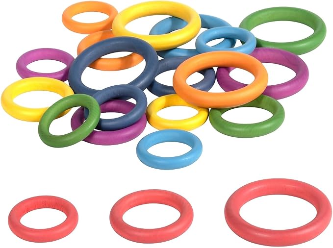 TickiT-73977 Rainbow Wooden Rings - Set of 21 - 3 Sizes - Counting and Sorting Rings - Loose Parts Wooden Toy for Babies and Toddlers 10m+ - Inspire Curiosity and Open-Ended Play | Counting and Sorting Rings, Loose Parts Wooden Toys, Inspire Curiosity ...